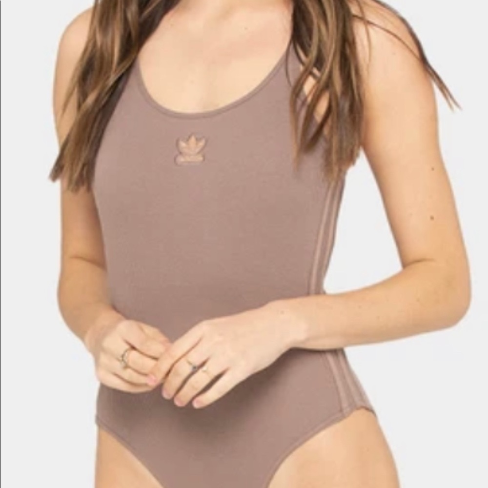 Adidas Women’s “Trace Brown” Ribbed Bodysuit, Size Large